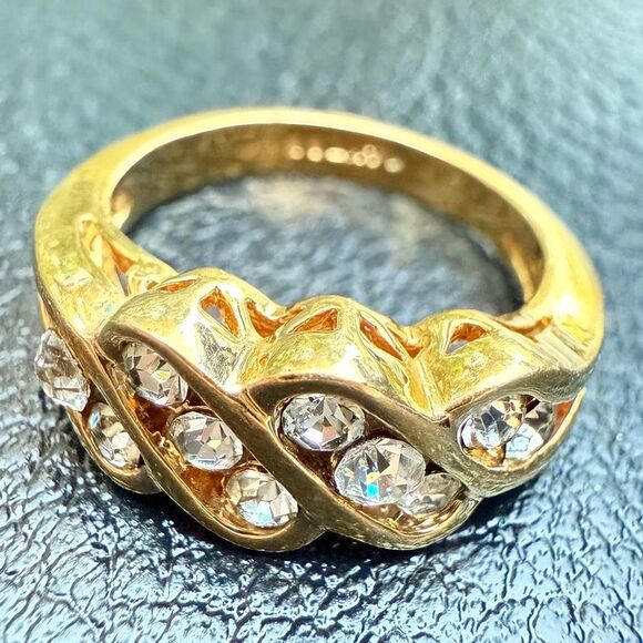 WOMEN’S GOLD TONE STATEMENT RING– CRYSTAL ACCENTS – SIZE 7 – NEIMAN MARCUS STYLE - Picture 10 of 17